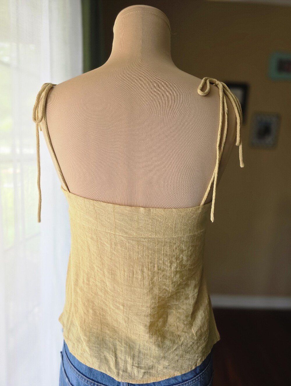 VRG Girl Pale Yellow Tie Front Boho Cami Top - Size Small AU 12 Y2K Baddie Vibes - Picture 4 of 10